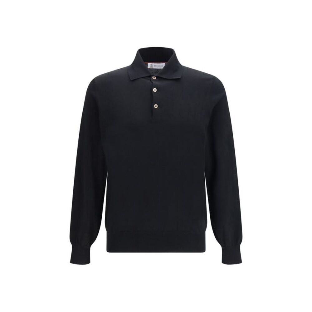 Brunello Cucinelli Men Long Sleeve Cotton Polo